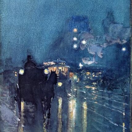Childe Hassam, Nocturne, Railway Crossing, Chicago, 1892-1893