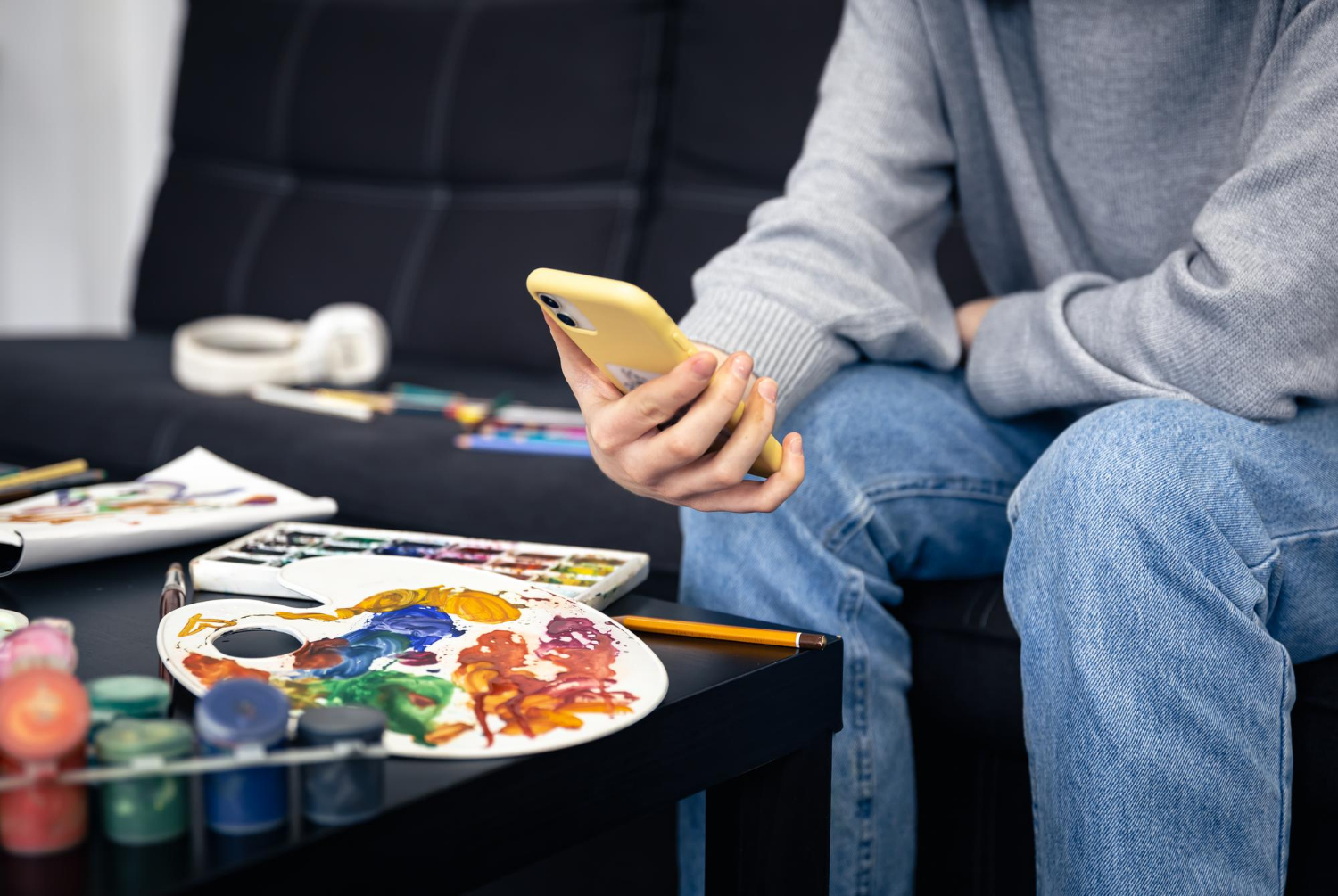 Woman looking at her smartphone.